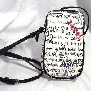 DKNY Phone Crossbody Bag Purse/Faux Leather Graffiti Print New York